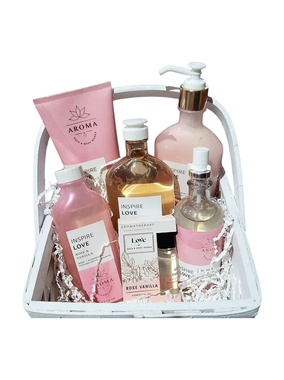BATH & BODY WORKS Rose Vanilla Aromatherapy Gift Basket - Picture 3 of 6